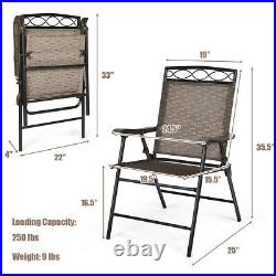 Set of 4 Patio Folding Chairs Sling Portable Dining Chair Set with Armrest