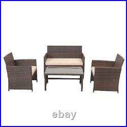 Set of 4 Rattan Wicker Chairs Table Garden Outdoor Yard Porch Patio Furniture