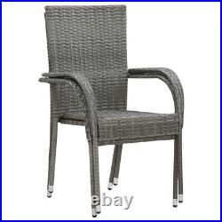 Set of 4 Stackable Patio Chairs Outdoor Dining Chairs with Armrests for Backyard