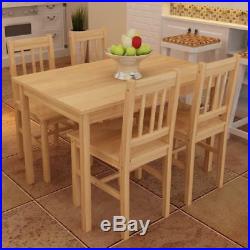 Set of 5 Kitchen Dining Pine Wood Breakfast Furniture Table and 4 Chairs Natural