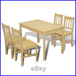 Set of 5 Kitchen Dining Pine Wood Breakfast Furniture Table and 4 Chairs Natural