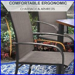 Set of 6 Patio Chairs Outdoor Dining Chairs with Armrests for Backyard