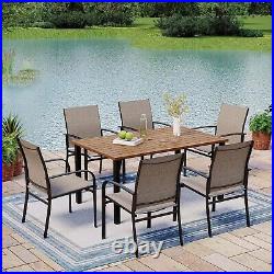 Set of 6 Patio Chairs Outdoor Dining Chairs with Armrests for Backyard