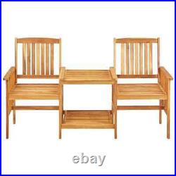 Solid Acacia Wood Garden Chairs with Table 3-in-1 Slatted Bistro Table Furniture