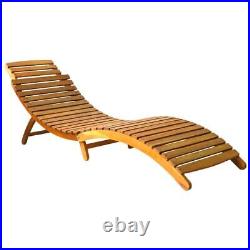 Solid Acacia Wood Patio Sun Lounger with Comfortable Cushion Garden Furniture