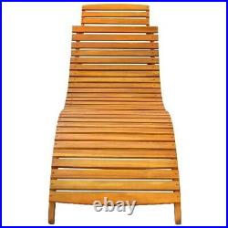 Solid Acacia Wood Patio Sun Lounger with Comfortable Cushion Garden Furniture