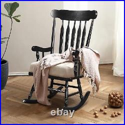 Solid Wood Rocking Chair Patio Rocker Chair High Back for Indoor Outdoor Balcony