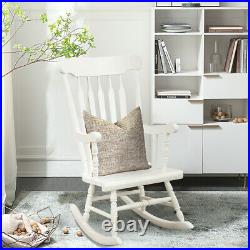 Solid Wood Rocking Chair Porch Rocker Indoor Outdoor Seat Glossy Finish White