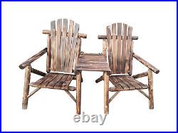 Solid wood antique porch loveseat with tray-table bd