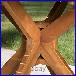 Stanford Outdoor Acacia Wood Round Dining Table