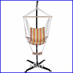 Steel C Frame Porch Hammock Swing Chair Stand Free Standing Indoor Outdoor Hook