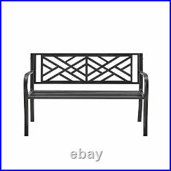 Steel Garden Bench 3 Seater Outdoor Patio Park Seating Furniture Home Seat