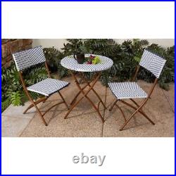 StyleWell Bistro Set Patio Folding 3-cs French Caf Outdoor Wicker