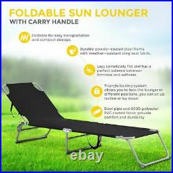 Sun Lounger Foldable Adjustable Back Rest Garden Chair Relaxer Patio Textilene