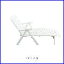 Sun Lounger Garden Recliner Foldable White Plastic Chair Outdoor Furniture Patio