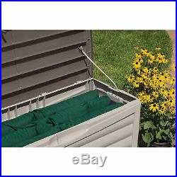 Suncast 63 Gallon Outdoor Patio Deck Resin Storage Organization Chest Box, Taupe