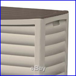Suncast DB8300 83 Gallon Resin Outdoor Patio Storage Deck Box, Mocha & Taupe