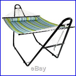 Sunnydaze 2-Person Hammock with Multi Use Universal Stand Quilted Double Fabric