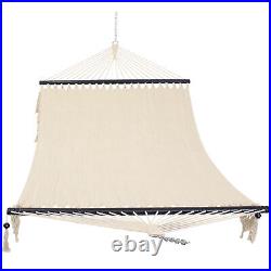 Sunnydaze 2-Person Woven Hammock with Wooden Spreader Bars Natural