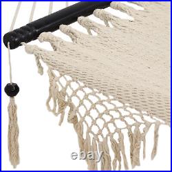 Sunnydaze 2-Person Woven Hammock with Wooden Spreader Bars Natural