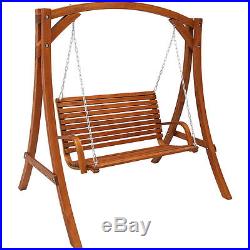 Sunnydaze Deluxe 2 Person Wooden Patio Swing for Patio, Deck or Yard