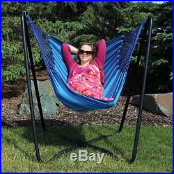 Sunnydaze Hanging Hammock Chair Swing with Space-Saving Stand Color Options
