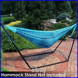 Sunnydaze Mayan Family Hammock XXL Blue Handwoven Thick Cord 880-lb. Capacity