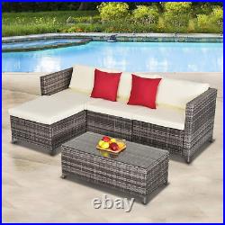 Superjoe 5 Pcs Outdoor Patio Furniture Set All-Weather Sectional Patio Sofa Set