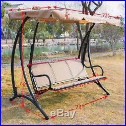 Swing Canopy Outdoor 3 person Lounge Chair Patio Backyard Seat Beach Furniture