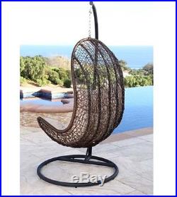 Swing Chair Egg Shaped Abbyson Outdoor Patio Wicker Furniture Espresso Hanging