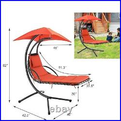 Swing Chair Patio Hanging Bench withCanopy&Removable Cushion Garden Seat Outdoor