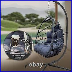 Swing Egg Chair Casual Foldable Frame Cup Holder Outdoor with cover