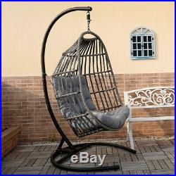 Swing Hanging Egg Wicker Chair Outdoor Garden Patio Hammock Stand Porch Cushions