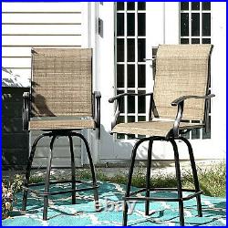Swivel Bar Chairs Set of 2 Patio Chairs Hight Bar Stools Outdoor Furniture