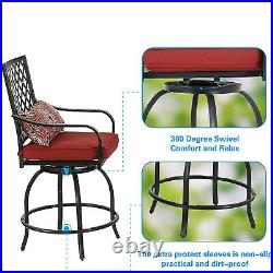 Swivel Bar Chairs Set of 2 with Cushion Bistro Patio Bar Stool Outdoor Furniture