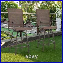 Swivel Patio Bar Stools Set of 2 Height Chairs High Back Outdoor Armrest Chair