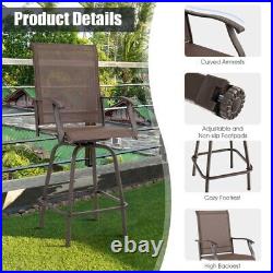 Swivel Patio Bar Stools Set of 2 Height Chairs High Back Outdoor Armrest Chair