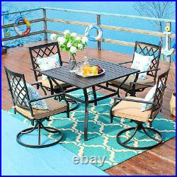 Swivel Patio Chair Set of 2 Metal Outdoor Chairs With Cushion Garden Furniture