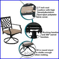 Swivel Patio Chair Set of 2 Metal Outdoor Chairs With Cushion Garden Furniture