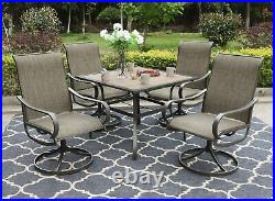Swivel Patio Chair Set of 4 Metal Dining Chairs High Back Outdoor Furniture NEW