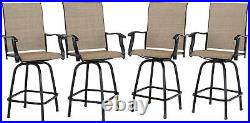 Swivel Patio Chairs Set of 4 Height Bar Stools High Back Outdoor Furnitures