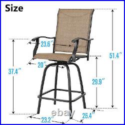 Swivel Patio Chairs Set of 4 Height Bar Stools High Back Outdoor Furnitures