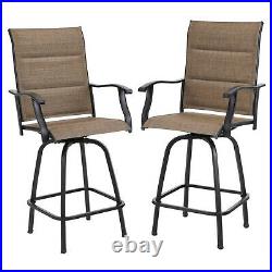 Swivel Patio Chairs of 2 Outdoor Kitchen Bar Height Stools Garden Furniture