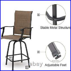 Swivel Patio Chairs of 2 Outdoor Kitchen Bar Height Stools Garden Furniture