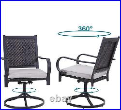 Swivel Patio Dining Chair Set of 2 Metal Wicker Chairs Rattan Outdoor Furniture