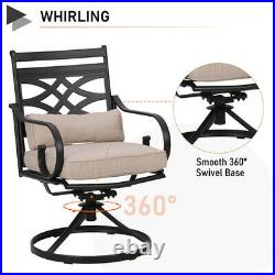 Swivel Patio Dining Chairs Set of 2 Outdoor Chairs with Seat Cushion Back Pillow