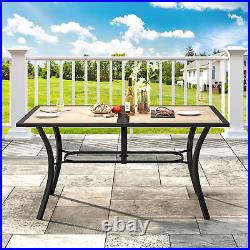 TAUS 59x 38 Patio Dining Table withUmbrella Hole Rectangle Outdoor Dining Table