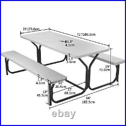 TAUS 6ft Picnic Table Heavy Duty Outdoor Resin Table and Bench withUmbrella Hole