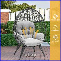 TAUS Egg Chair Wicker Teardrop Chair Outdoor Indoor Large Lounger with Cushion