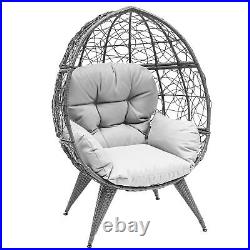 TAUS Egg Chair Wicker Teardrop Chair Outdoor Indoor Large Lounger with Cushion